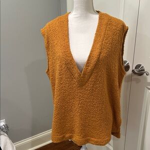 Women's Mustard V-Neck Sweater Vest